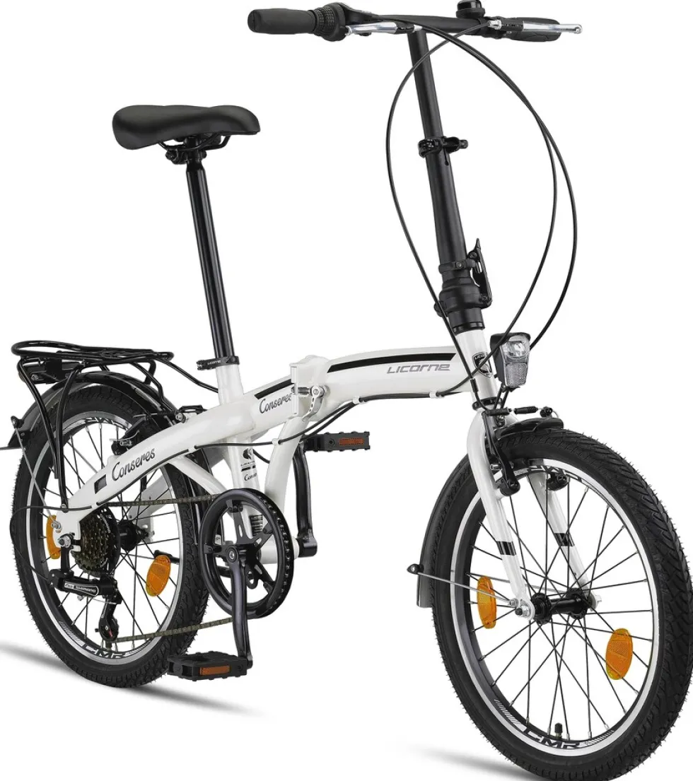 Licorne Bike Conseres Premium Falt Bike in 20 Zoll - Fahrrad für Herren, Jungen, Mädchen und Damen - Shimano 6 Gang-Schaltung - Hollandfahrrad Zoll:20;Farbe:Weiß/Schwarz