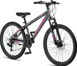Licorne Bike Thunder Premium Mountainbike in 20, 24, 26, 27.5 und 29 Zoll Fahrrad für Mädchen Jungen Herren und Damen Discbremse Farbe:Anthrazit/Rosa;Größe:26 Zoll