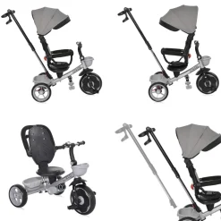 Lorelli Dreirad Revel 3 in 1, EVA-Reifen Freilauf Lenkstange Becherhalter Korb grau