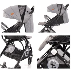 Lorelli Kinderwagen Fiorano faltbar, Ablagekorb, Frontbügel abnehmbar, Bremse schwarz