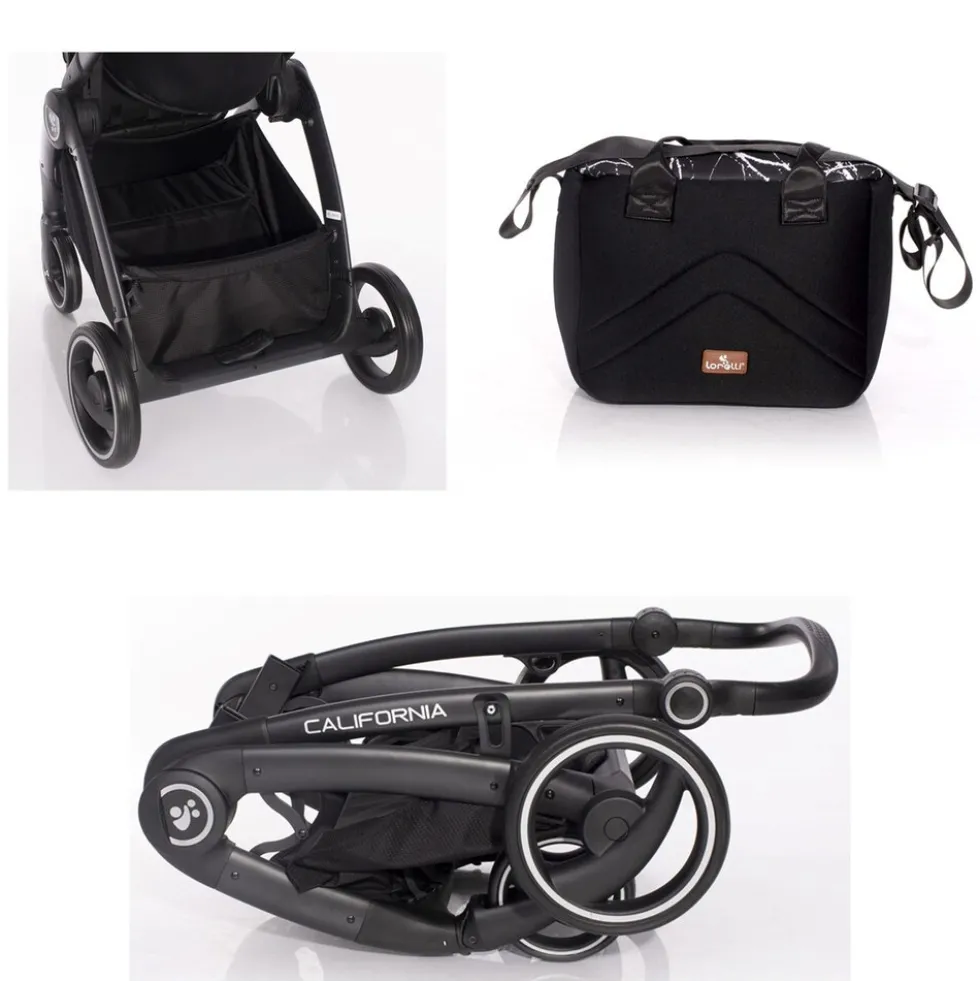 Lorelli Kinderwagen 2 in 1 California Babywanne Sportsitz Alurahmen Wickeltasche grau