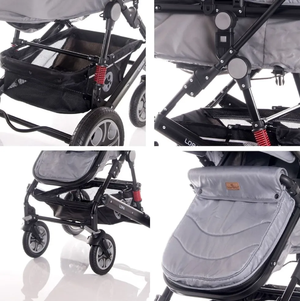 Lorelli Kinderwagen Lora faltbar Gummiräder Tragetasche Sportsitz Fußabdeckung grün