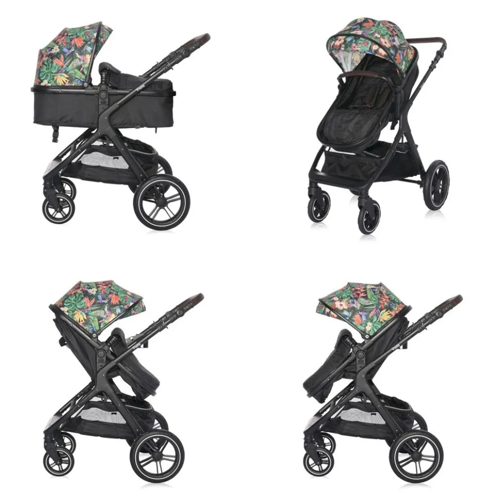Lorelli Kombikinderwagen 2 in 1 Viola bis 22 kg, Sportsitz umbaubar Wickeltasche bunt