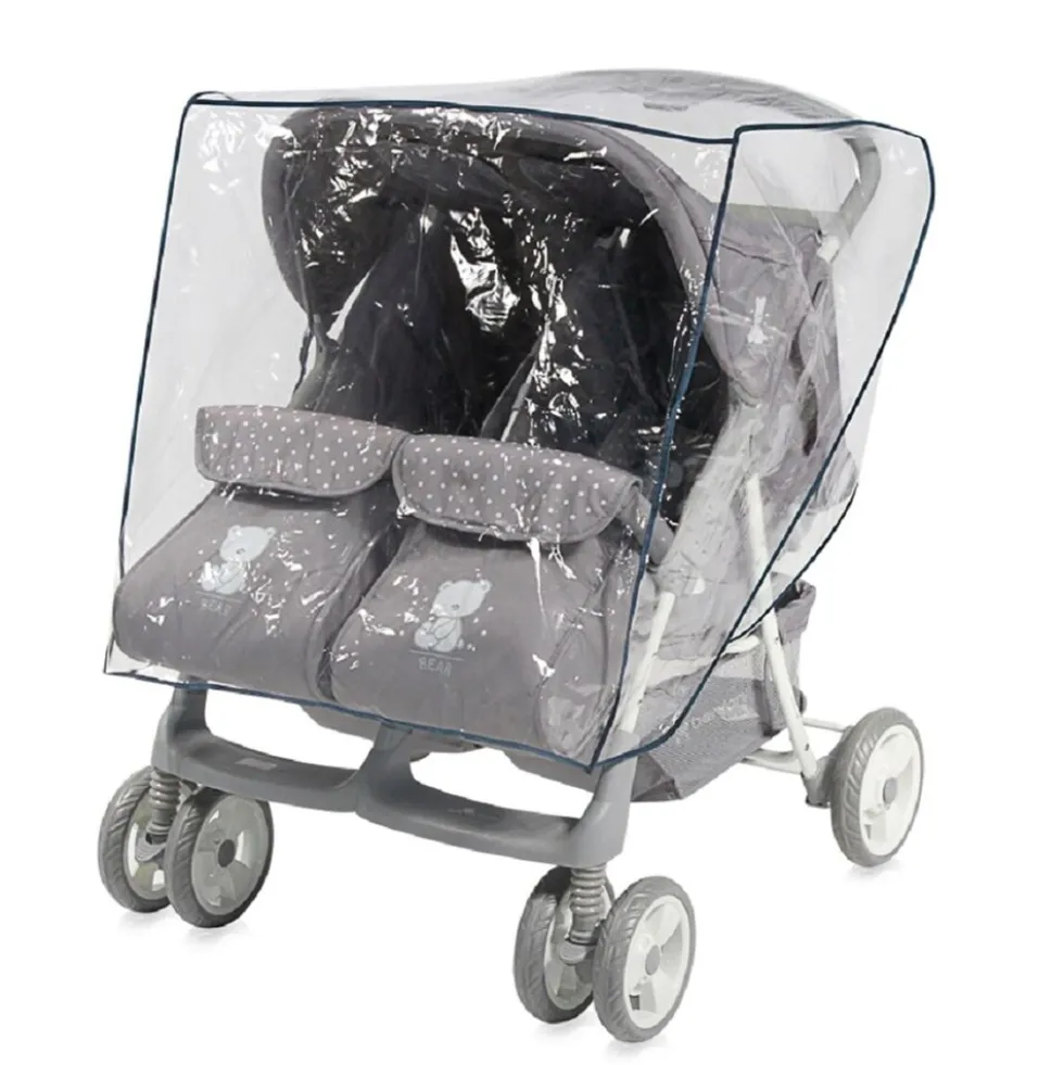 Lorelli Regenschutz Duo, Geschwisterkinderwagen, für alle Zweisitzer Kinderwagen transparent