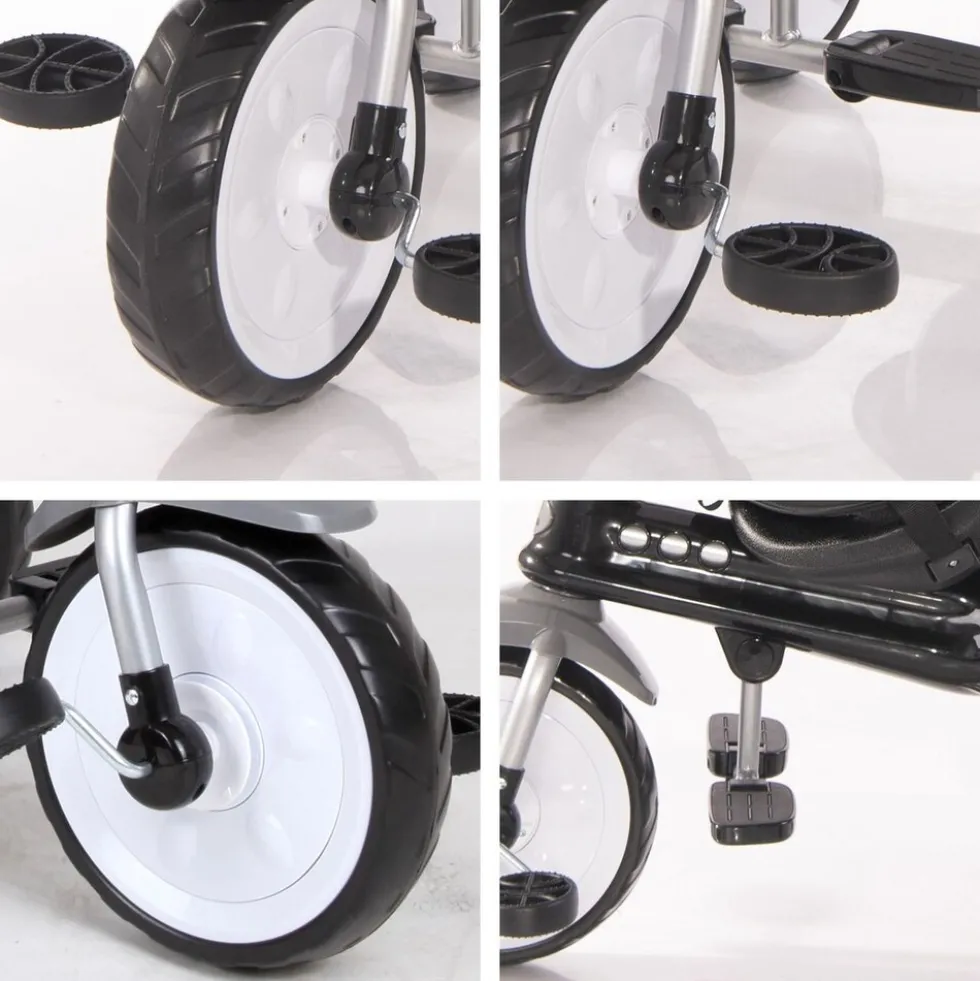 Lorelli Tricycle One 3 in 1 EVA-Reifen Schiebestange Anti-Rutsch Pedale umbaubar hellgrau