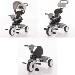 Lorelli Tricycle One 3 in 1 EVA-Reifen Schiebestange Anti-Rutsch Pedale umbaubar hellgrau