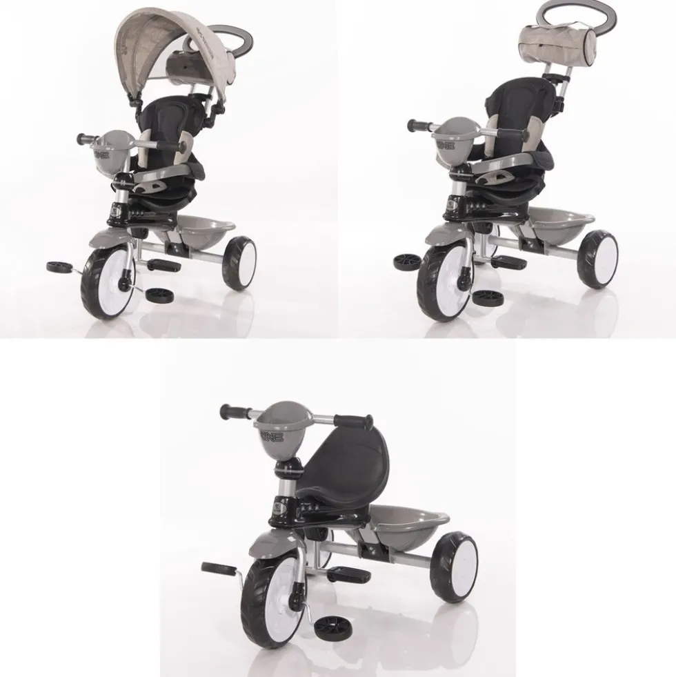 Lorelli Tricycle One 3 in 1 EVA-Reifen Schiebestange Anti-Rutsch Pedale umbaubar hellgrau
