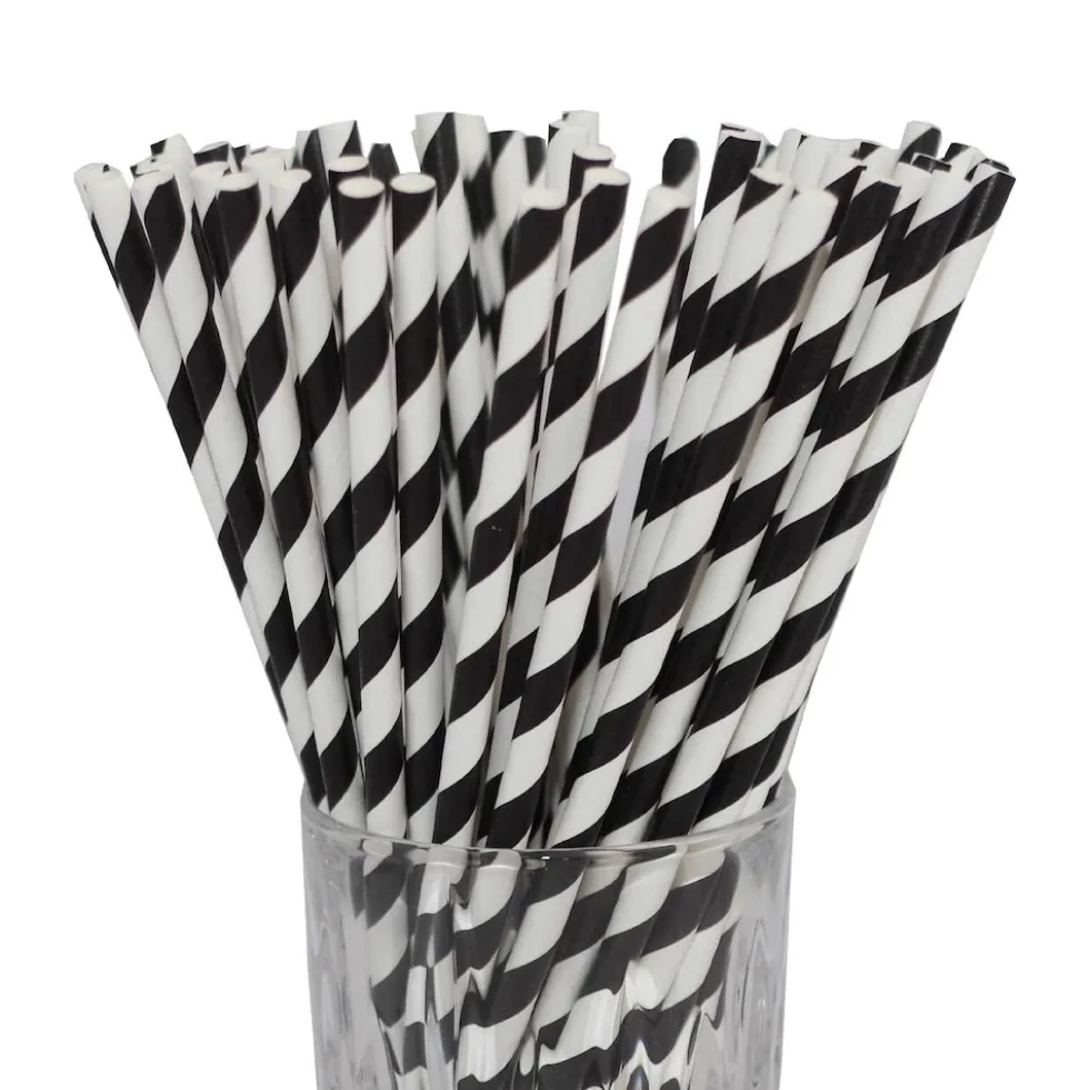LUXENTU Papier-Trinkhalme gestreift 20 cm 100er Set