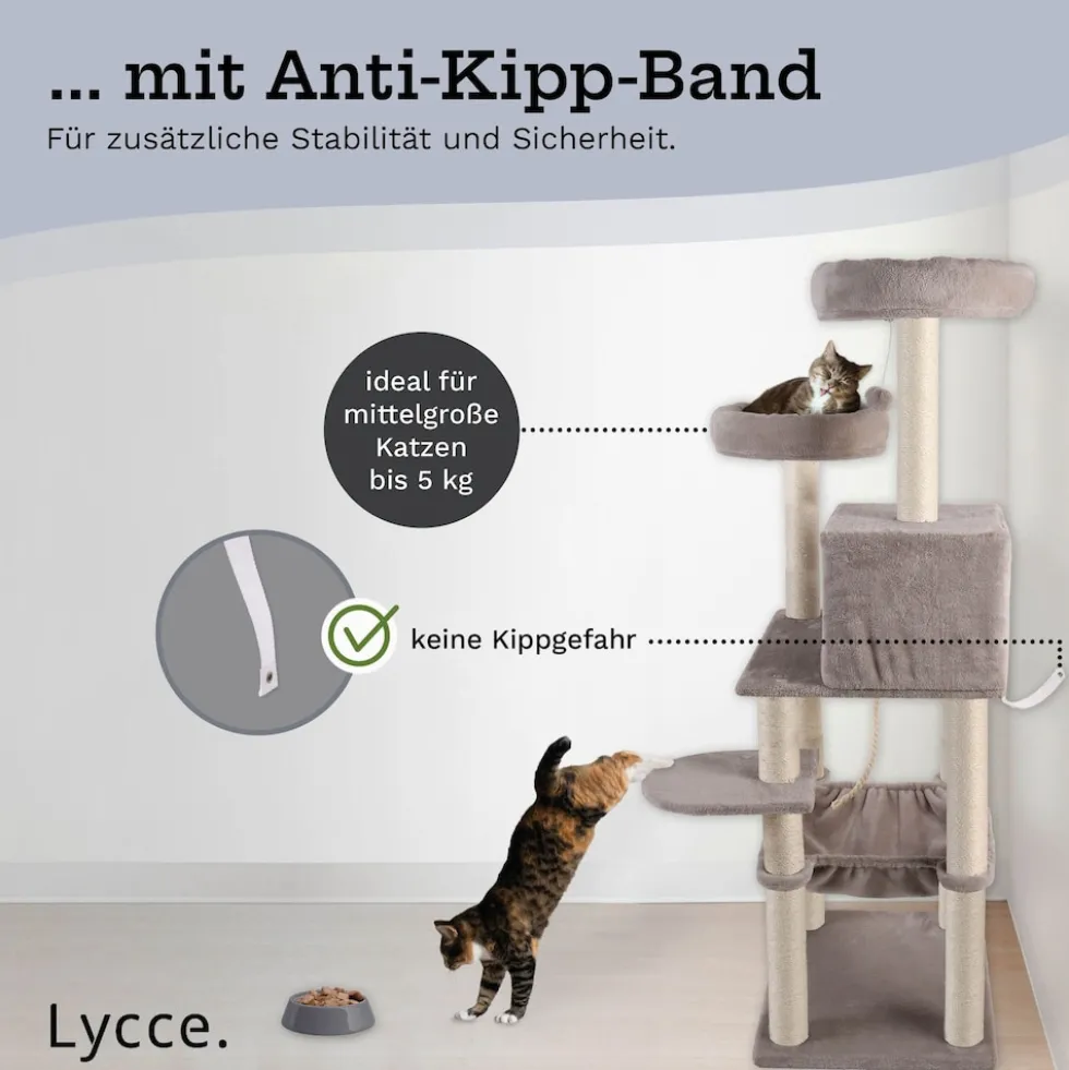 Lycce Kratzbaum ROYAL Katzenbaum mit Höhle und Hängematte, 145 cm