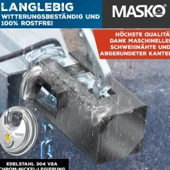 MASKO® Anhängerschloss für Angekoppelte & Abgekoppelte Anhänger | Anhänger Schloss Diebstahlschutz Wohnwagen Kastenschloss inkl. Diskusschloss & Schlüssel & Schutzkappe