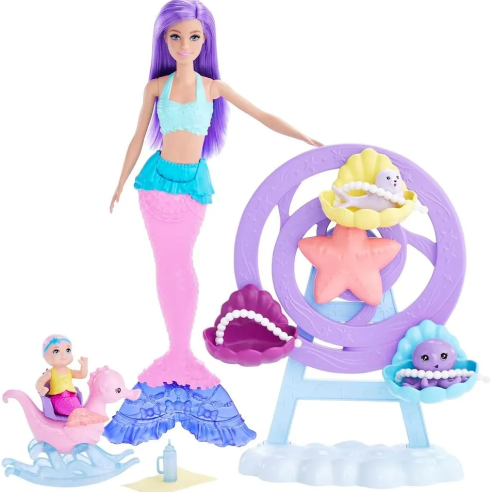 Mattel HLC30 - Barbie - Dreamtopia - Meerjungfrau-Set mit 2 Puppen & Zubehör
