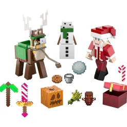Mattel HXM86 - Minecraft - Adventskalender mit 24 Überraschungen - 3 Actionfiguren (ca. 8 cm), 17 Zubehörteile & 4 Aufkleber