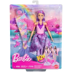 Mattel JCP74 - Barbie - 3-in-1 Puppen-Set: Meerjungfrau-, Feen- & Prinzesinnen-Looks, 8 teiliges Outfit-Set