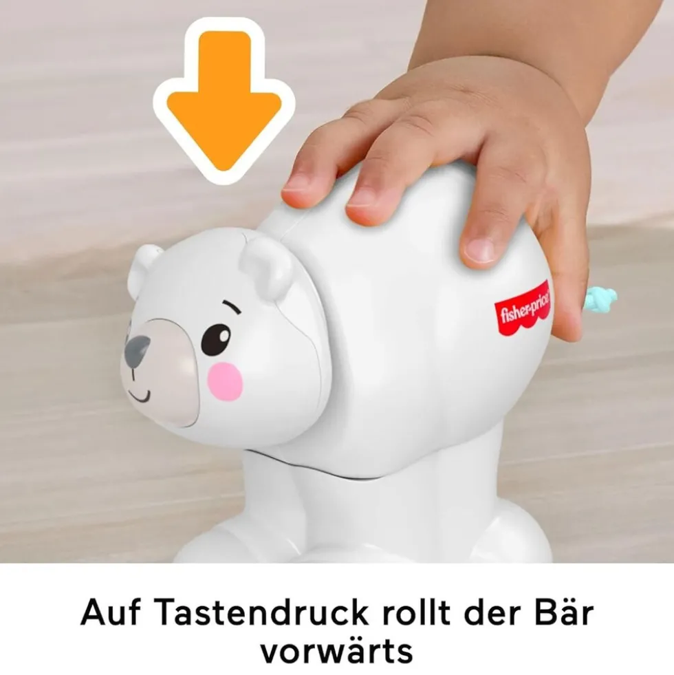 Mattel JDL63 - Fisher-Price - Krabbelspaß Eisbär zum Hinterherkrabbeln – Aktivitätsfahrzeug