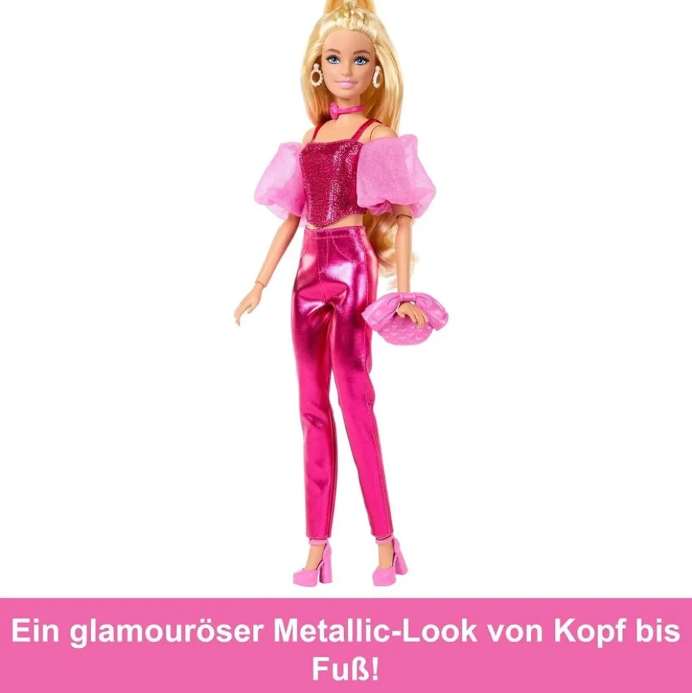Mattel JFP40 - Barbie - Deluxe Style - Puppe im pinkfarbendem Metallic-Outfit