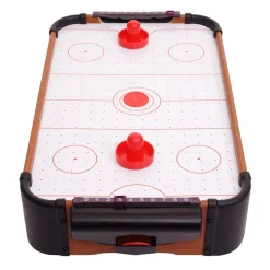 Mini Air Hockey MCW-J10, Tischspiel Lufthockey inklusive Zubehör, Holz 56x30x10cm