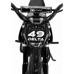 Mini-Crossbike Delta, Benzin-Motorrad, Pocketbike, Dirtbike, 49 ccm, bis zu 40 km/h, Scheibenbremsen (Schwarz)