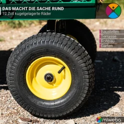 Miweba Bollerwagen MB-700, Transportwagen mit 700 kg Traglast, klappbar, Doppelachse, Stahlrahmen (Grün)