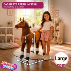 Miweba Pony Amadeus, Large, Spielpferd zum Reiten, ab 5 Jahren, integrierte Lenkung