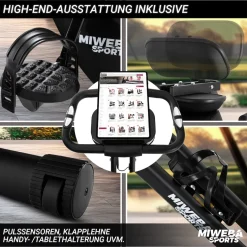 Miweba Sports Indoor-Cycle MX100 PRO mit Rückenlehne und ErgoGrip Griffen, klappbar (Pro, Schwarz/Grau)