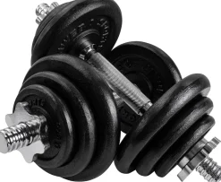 Miweba Sports Kurzhantel-Set MKH120, 20kg, Hantelkoffer, Gewichte aus Gusseisen, Stahl-Hantelstange (Mit Koffer)