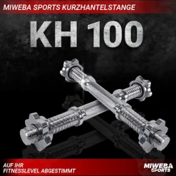 Miweba Sports Kurzhantelstange KH100, Sternverschluss, 35cm, Ø30mm, bis 40 kg, Stahl, 2er-Set (2 Stück)