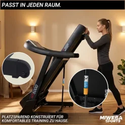 Miweba Sports Laufband Home Track HT5000, mit Steigung, 2600 Watt, große Lauffläche, 1-18 km/h (Schwarz)