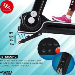Miweba Sports Laufband Home Track HT3000, mit Steigung, 1300 Watt, 1-16 km/h, 12 Programme, klappbar (2.0, Schwarz/Weiß)