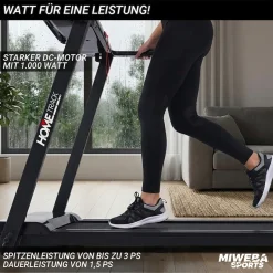 Miweba Sports Laufband Home Track HT500, klappbar, 1-14 km/h, Handy/-Tablethalter, 12 Programme (Schwarz)