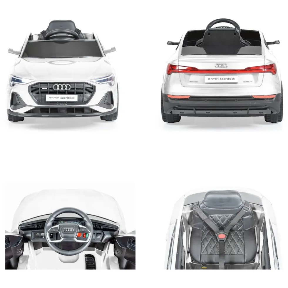 Moni Kinder Elektroauto Audi Sportback Fernbedienung Frontlichter Musik USB Gurt weiß