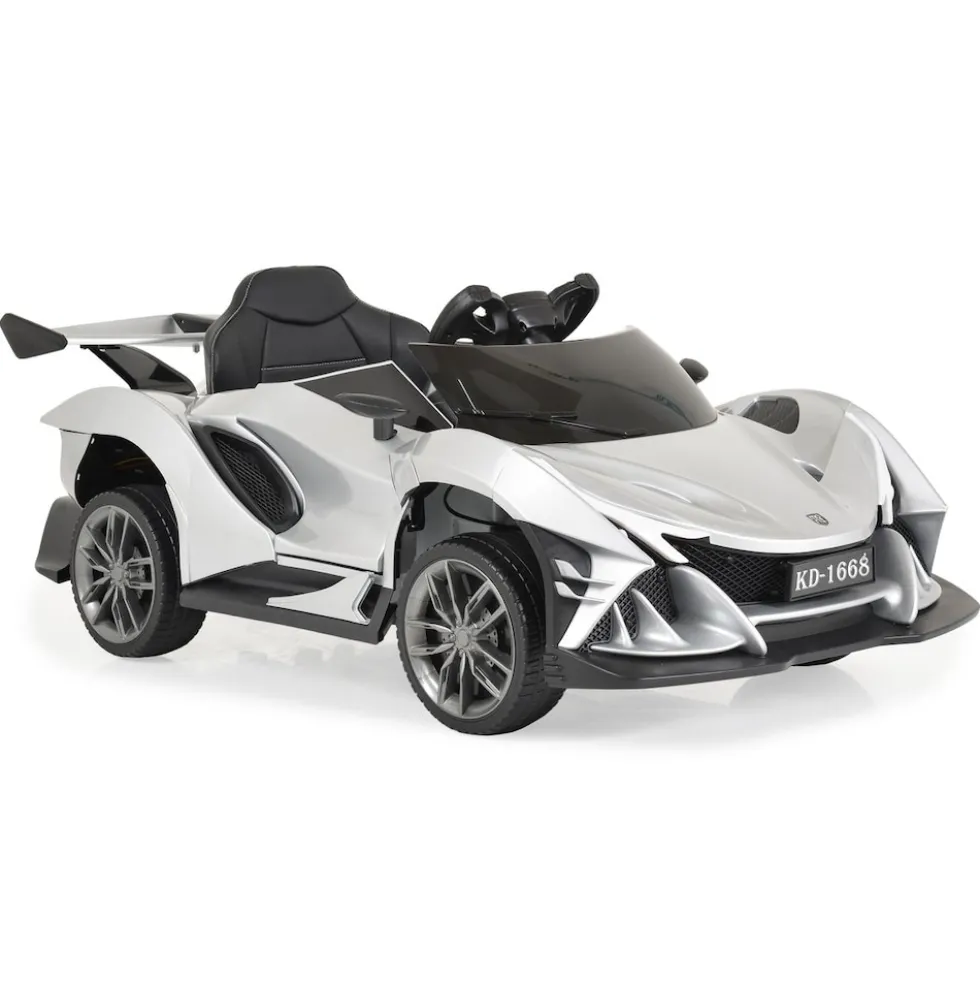 Moni Kinder Elektroauto Flash metallic 4 Motoren, MP3, Fernbedienung, EVA-Reifen silber