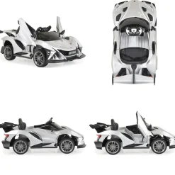 Moni Kinder Elektroauto Flash metallic 4 Motoren, MP3, Fernbedienung, EVA-Reifen silber
