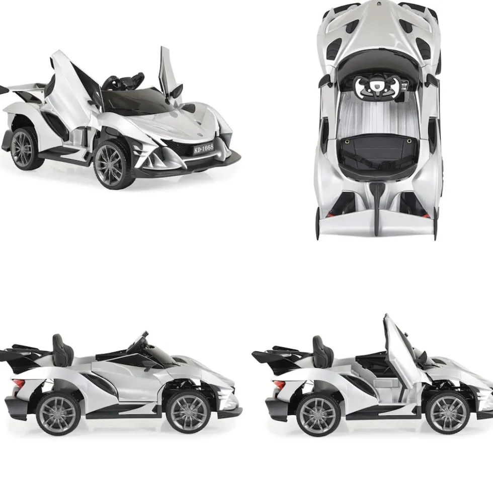 Moni Kinder Elektroauto Flash metallic 4 Motoren, MP3, Fernbedienung, EVA-Reifen silber
