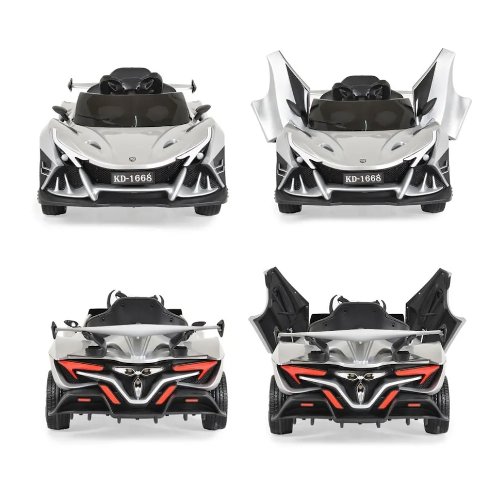 Moni Kinder Elektroauto Flash metallic 4 Motoren, MP3, Fernbedienung, EVA-Reifen silber