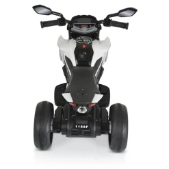 Moni Kinder Elektromotorrad Colombo Scheinwerfer, zwei Motoren, MP3, bis 7 km/h weiß uni