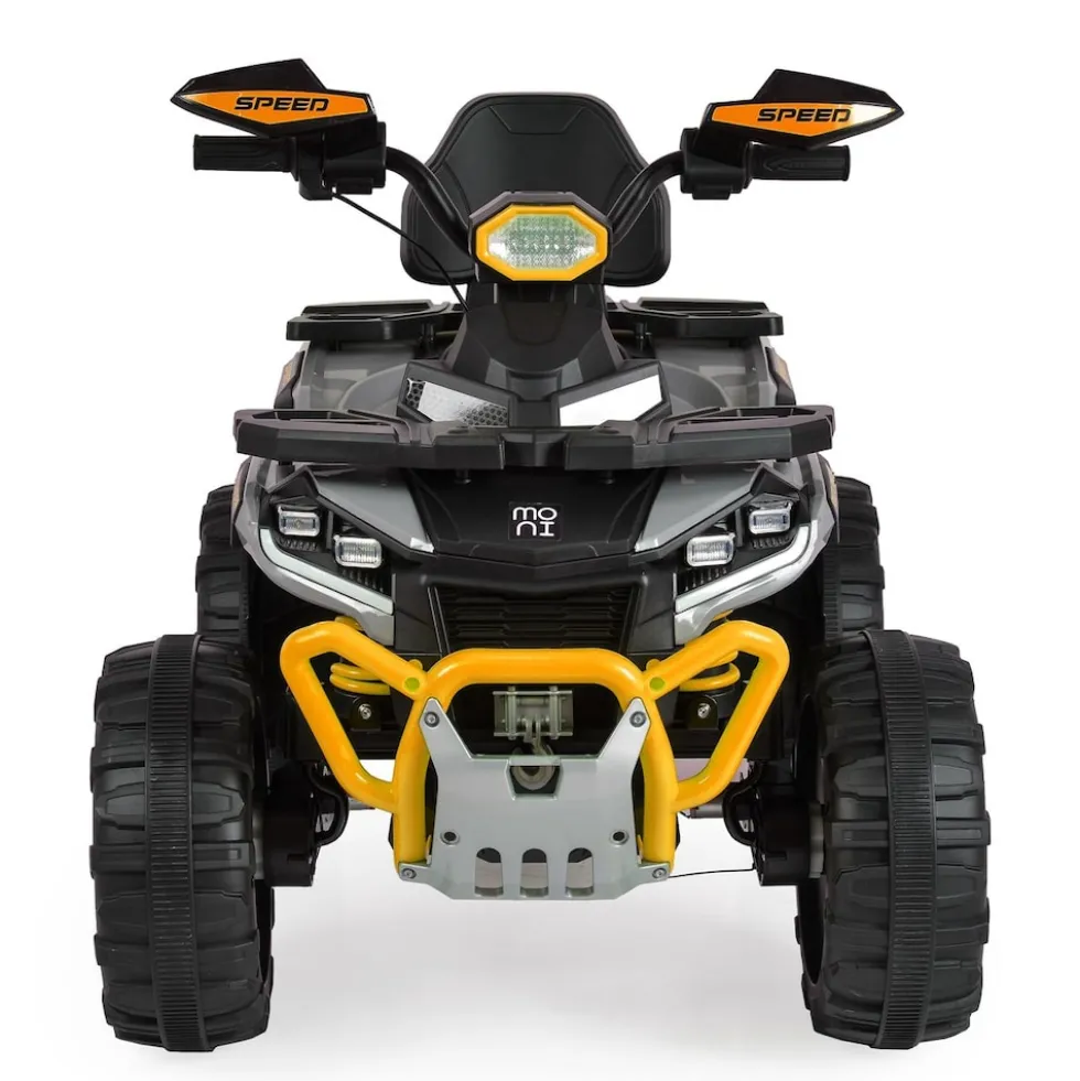 Moni Kinder Elektroquad Speed Kunststoffreifen Fernbedienung Scheinwerfer Musik gelb