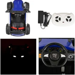 Moni Kinder-Elektro Traktor Harvest Fernbedienung, Hupe, Lichter, Musik, MP3 blau
