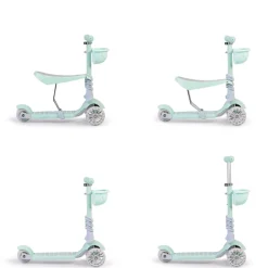 Moni Kinderroller Bubblegum 2 in 1, Höhe einstellbar, Sitz abnehmbar, 3 Räder grün