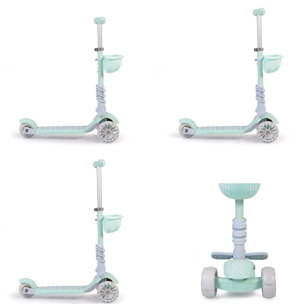 Moni Kinderroller Bubblegum 2 in 1, Höhe einstellbar, Sitz abnehmbar, 3 Räder grün