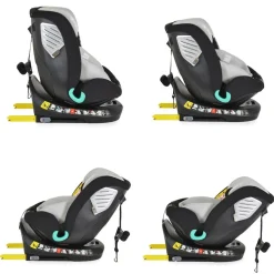 Moni Kindersitz Serengeti i-Size (40-150cm) Isofix, Kuscheltier, Nackenkissen grau