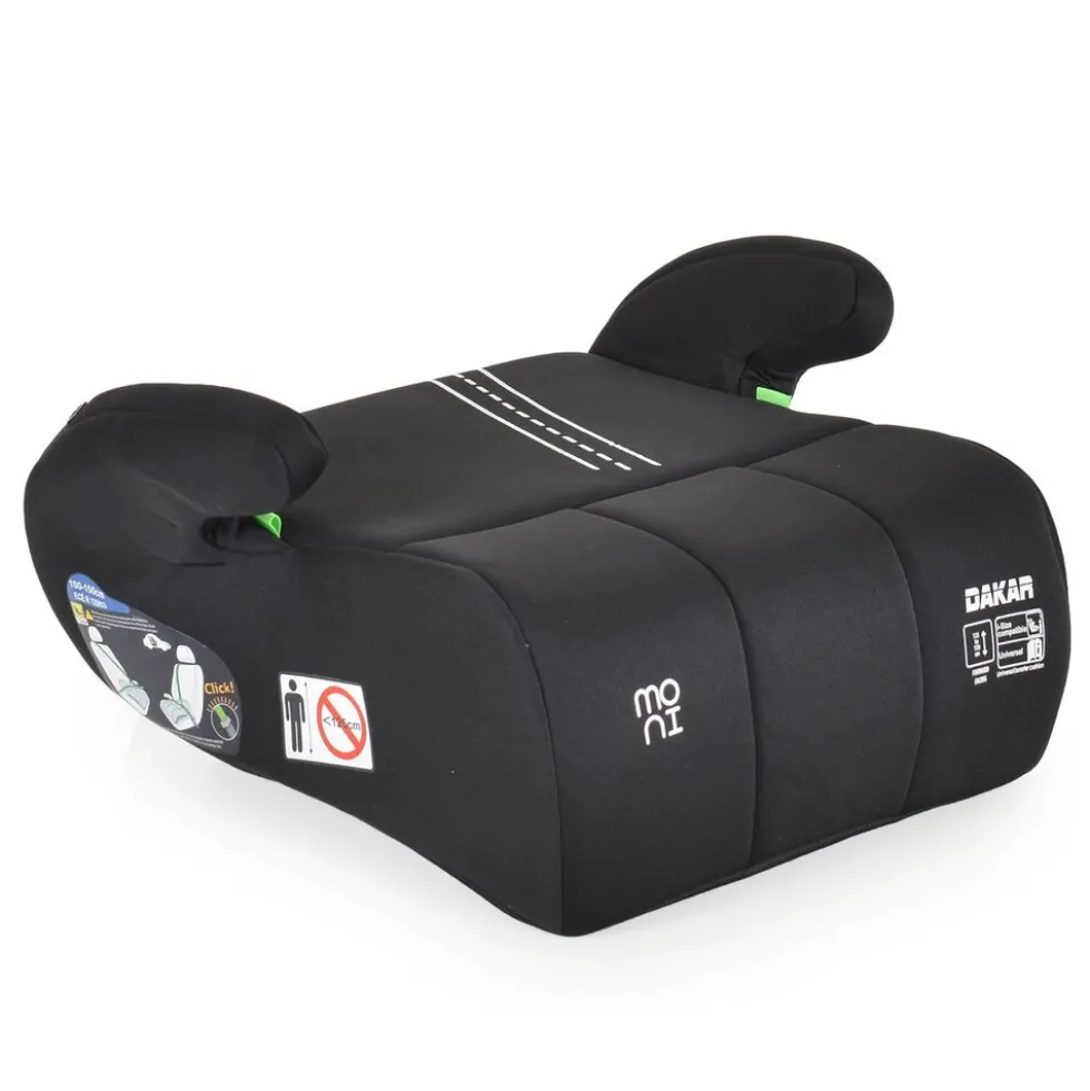 Moni Kindersitz Sitzerhöhung Dakar i-Size (125-150cm) Gruppe 3, Kuscheltier schwarz