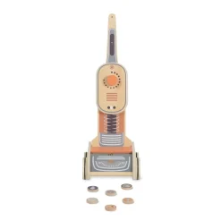 Moni Kinder-Spielzeug Staubsauger W10D888 Holz, Spiel-Schmutz, Räder, ab 3 Jahre orange