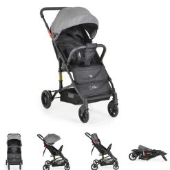 Moni Kinderwagen Buggy Colibri, faltbar, verstellbar, 5-Punkt-Gurt, ab 6 Monaten grau