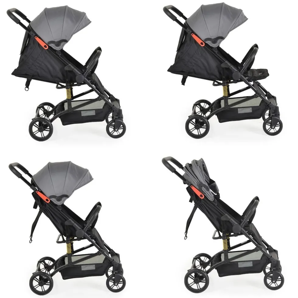 Moni Kinderwagen Buggy Colibri, faltbar, verstellbar, 5-Punkt-Gurt, ab 6 Monaten grau