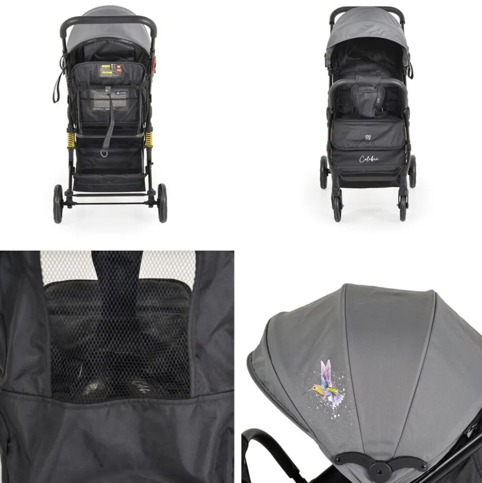 Moni Kinderwagen Buggy Colibri, faltbar, verstellbar, 5-Punkt-Gurt, ab 6 Monaten grau