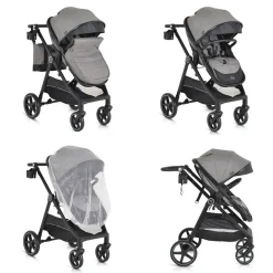 Moni Kinderwagen 2 in 1 Tokyo 22 kg umbaubar Wickeltasche Stoßdämpfer klappbar grau