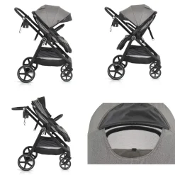 Moni Kinderwagen 2 in 1 Tokyo 22 kg umbaubar Wickeltasche Stoßdämpfer klappbar grau