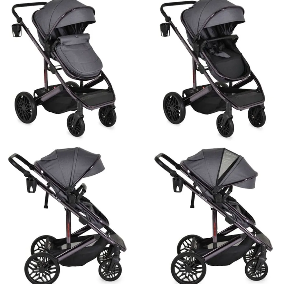 Moni Kombikinderwagen 3 in 1 all Road umbaubar Babyschale Sportsitz Tragetasche grau