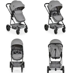 Moni Kombikinderwagen 2 in 1 Giselle umbaubar Korb klappbar 5-Punkt-Gurt 22 kg grau