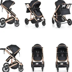 Moni Kombikinderwagen 2 in 1 Thira Babywanne, umbaubar, Sportsitz, Fußabdeckung schwarz